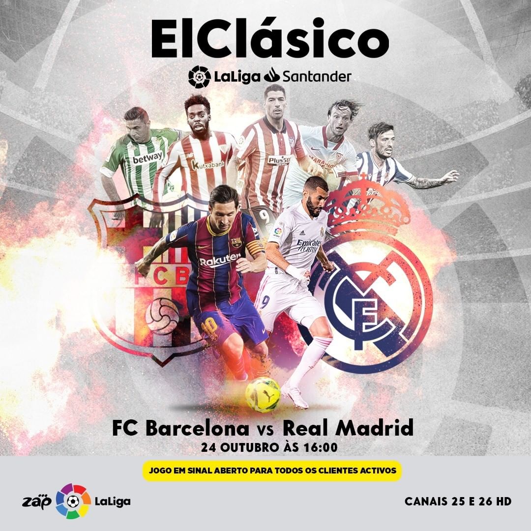 ZAP transmite em directo o primeiro El Clássico da temporada 2020/21 da La Liga ZAP transmite em directo o primeiro El Clássico da temporada 2020/21 da La Liga