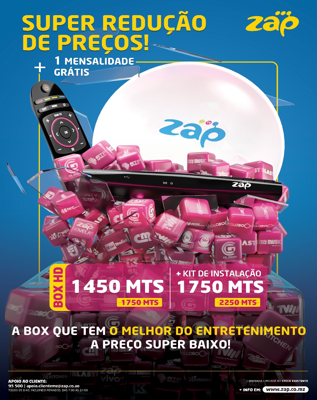 No âmbito das celebrações do mês da Mulher Moçambicana, a ZAP oferece uma super redução de preço na adesão dos serviços