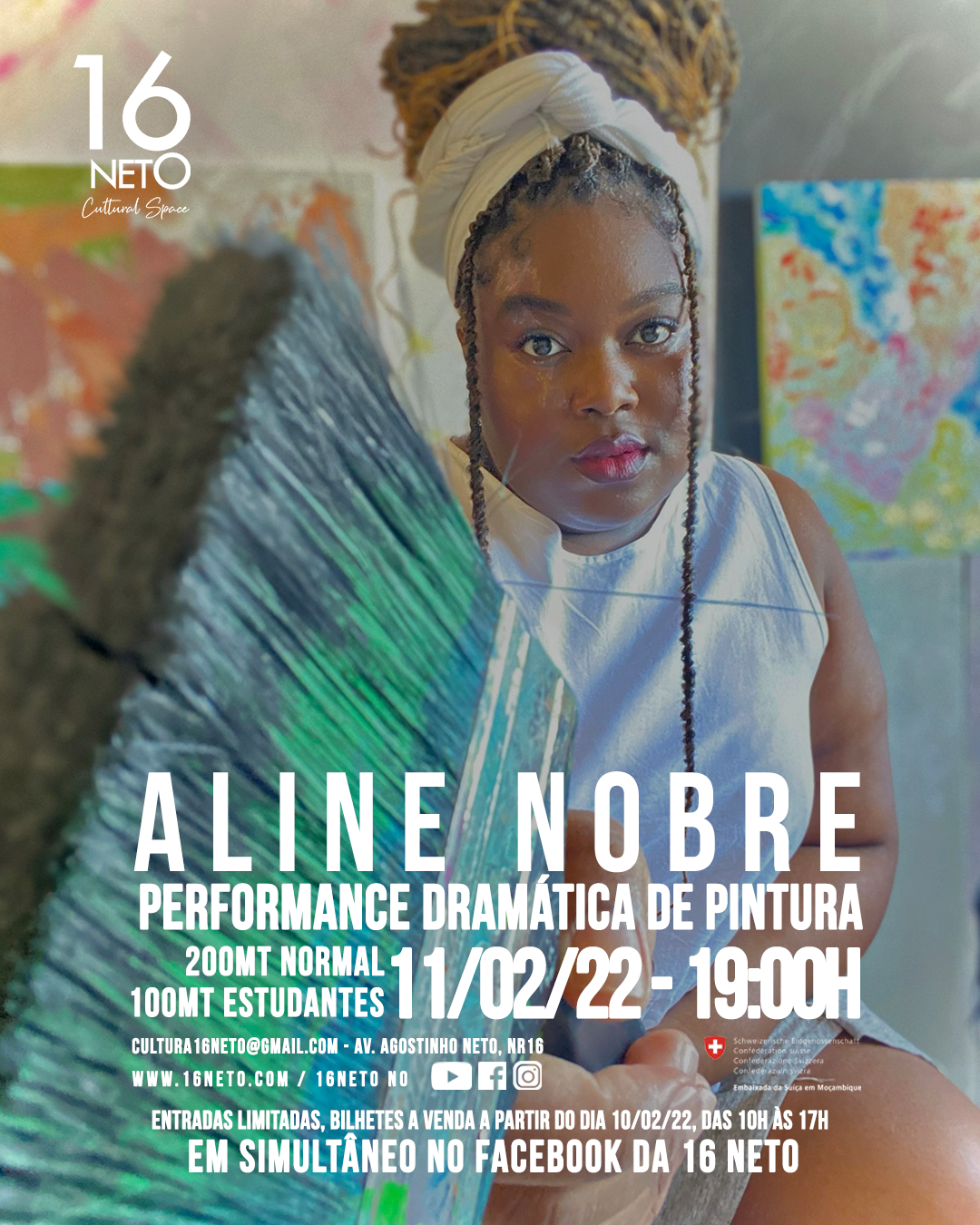 Performance dramática de pintura ao vivo com a artista plástica, escultora e artesã Aline Nobre
