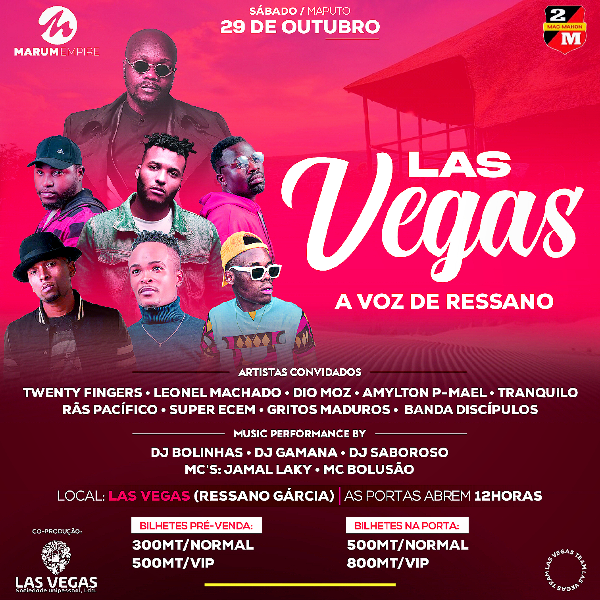 Marum Empire junta artistas de Ressano Garcia num grande show no Las Vegas, com participação de Twenty Fingers