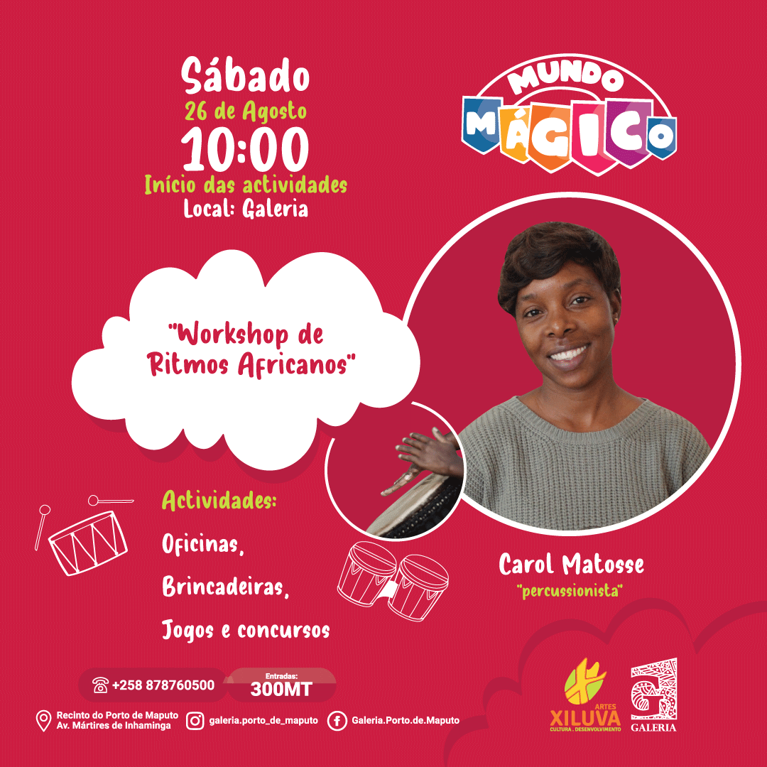Xiluva Artes realiza workshop de ritmos africanos para crianças no Galeria