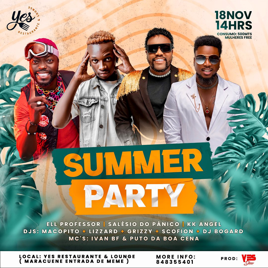 YES, Restaurante & Lounge apresenta: SUMMER PARTY com Khamayka Ell Professor, kk angel e Salesio do Pânico