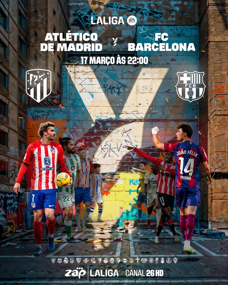Acompanhe em directo o duelo-Atlético de Madrid VS FC Barcelona