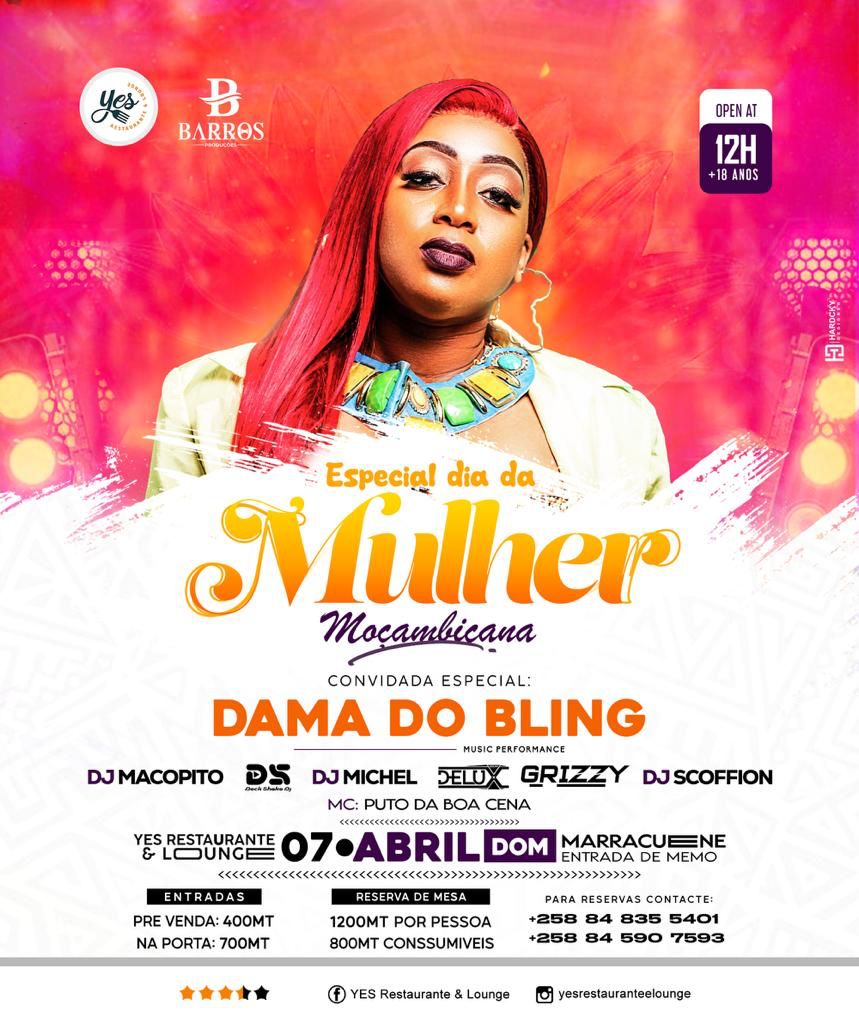 Especial Dia da Mulher Moçambicana com Dama do Bling no Yes Restaurante e Lounge