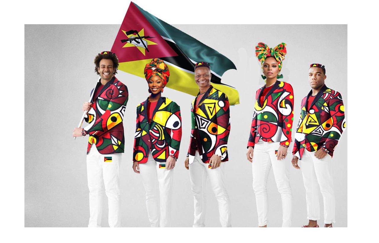 Coana e Malenga Machel desenham o uniforme dos atletas moçambicanos para o desfile de abertura dos Jogos Olímpicos em Paris Coana e Malenga Machel desenham o uniforme dos atletas moçambicanos para o desfile de abertura dos Jogos Olímpicos em Paris