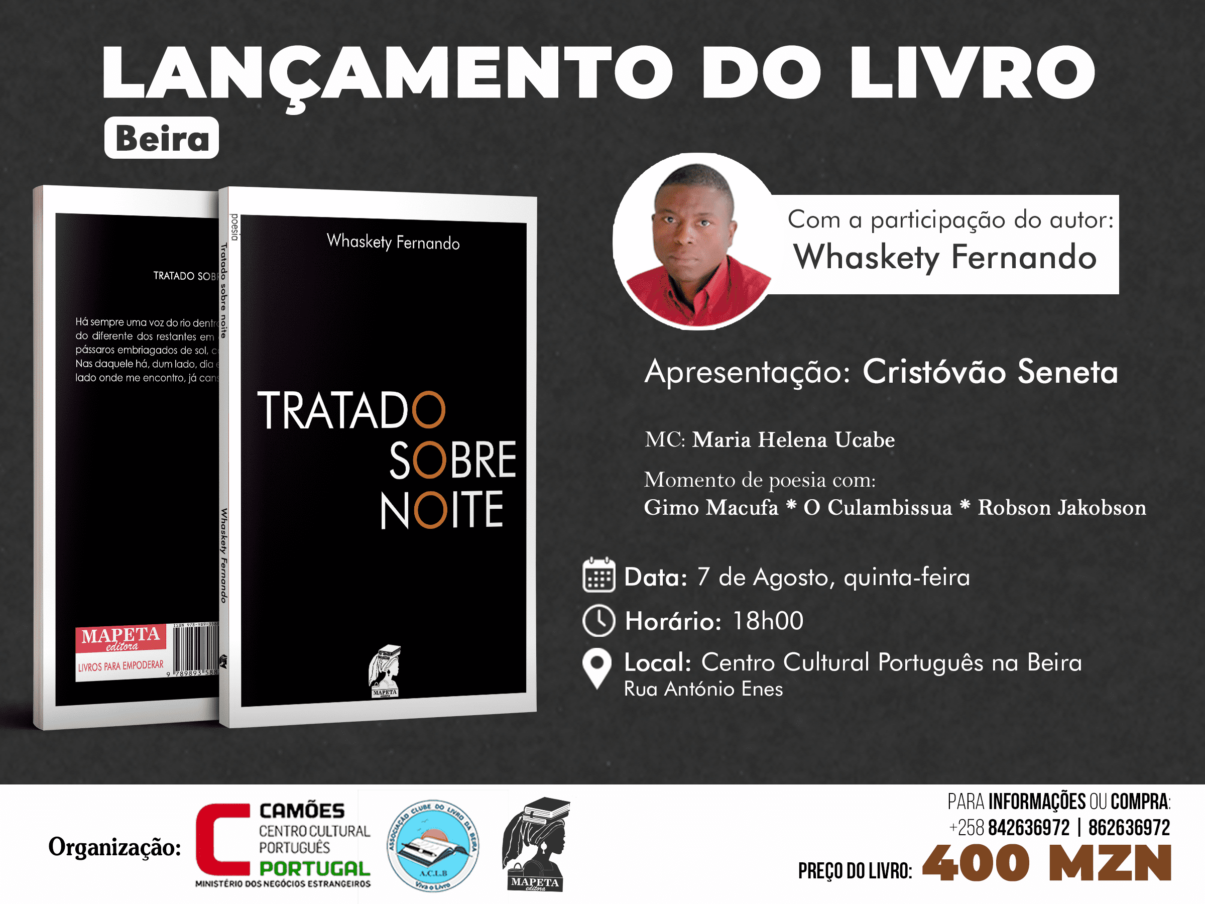 Whaskety Fernando lança “Tratado Sobre Noite” na Beira