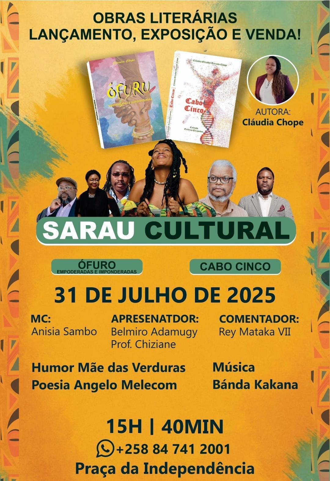 Sarau Cultural Celebra a Mulher Africana com Lançamento de Livros de Cláudia Chope