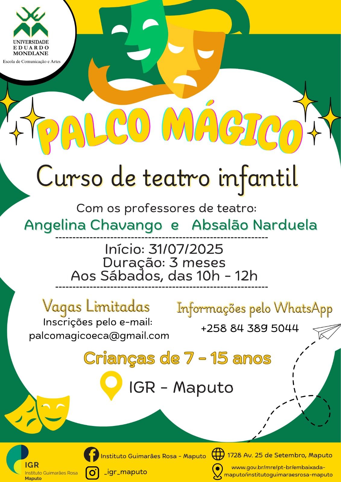 Curso “Palco Mágico” oferece formação de teatro infantil em Maputo