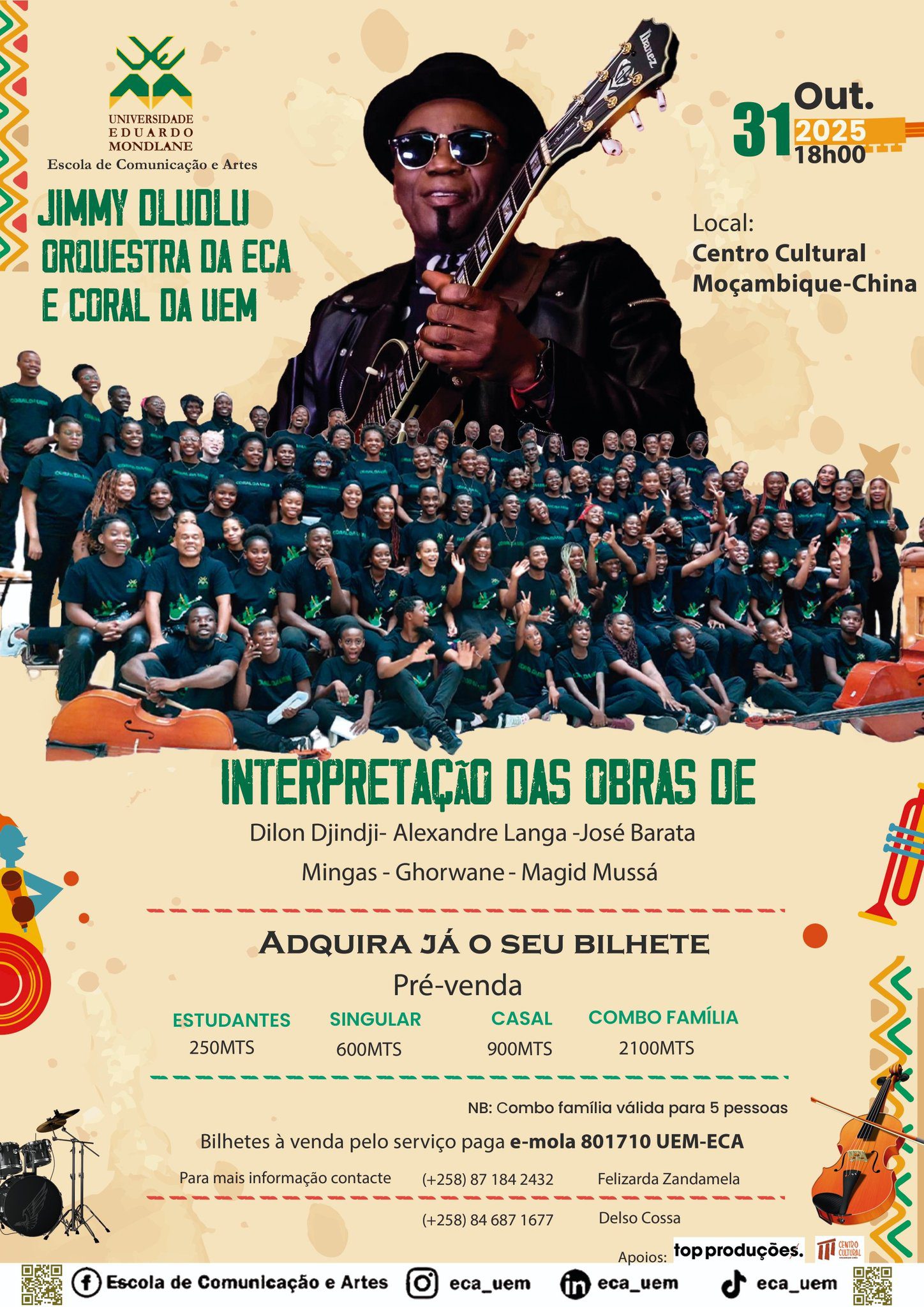 ECA-UEM e Jimmy Dludlu celebram a música moçambicana em grande concerto ECA-UEM e Jimmy Dludlu celebram a música moçambicana em grande concerto