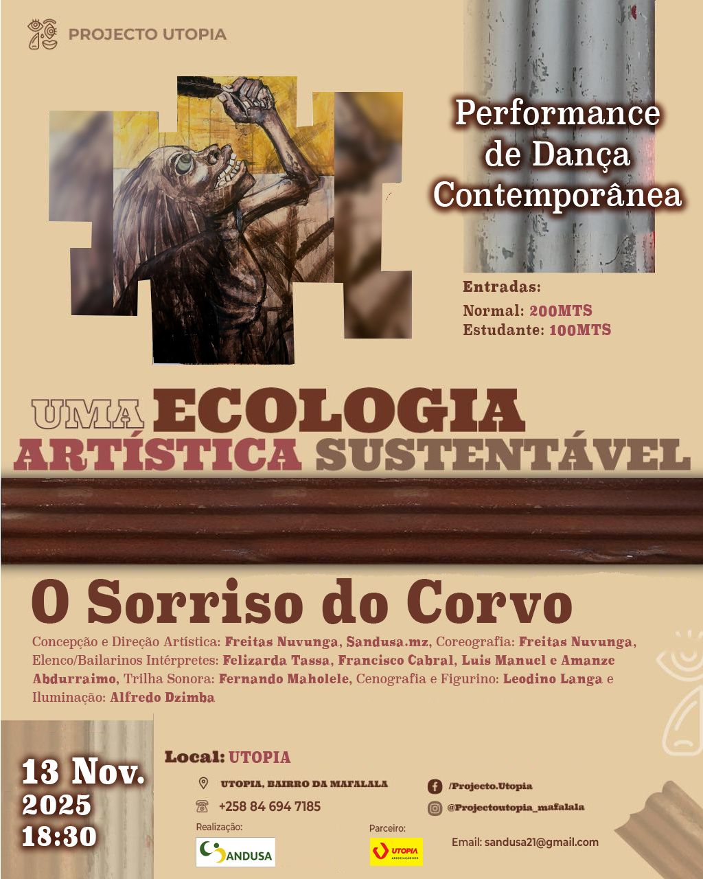 Projecto Utopia acolhe performance “O Sorriso do Corvo” na Mafalala
