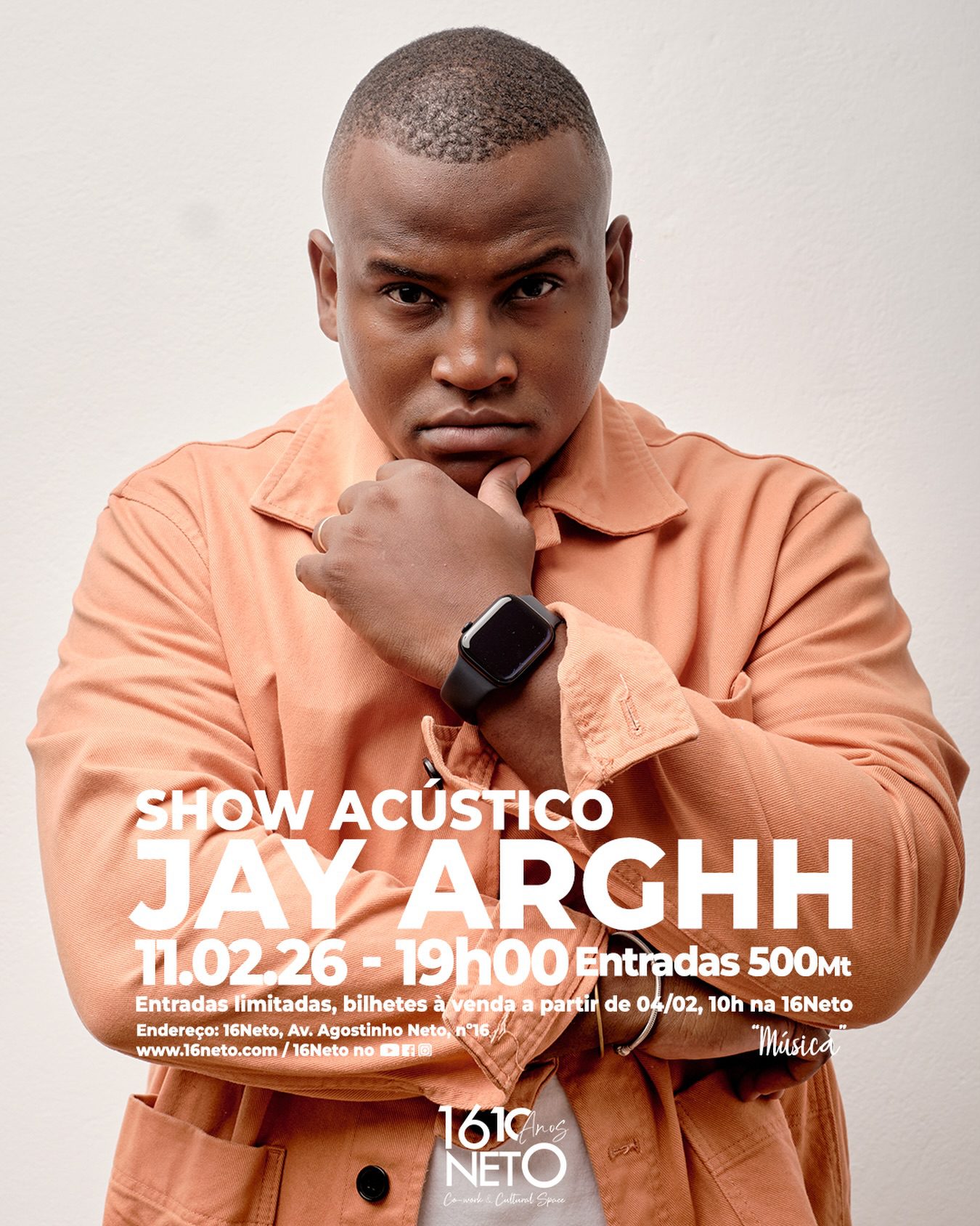 Jay Arghh abre temporada cultural de 2026 com sessão acústica no 16 Neto