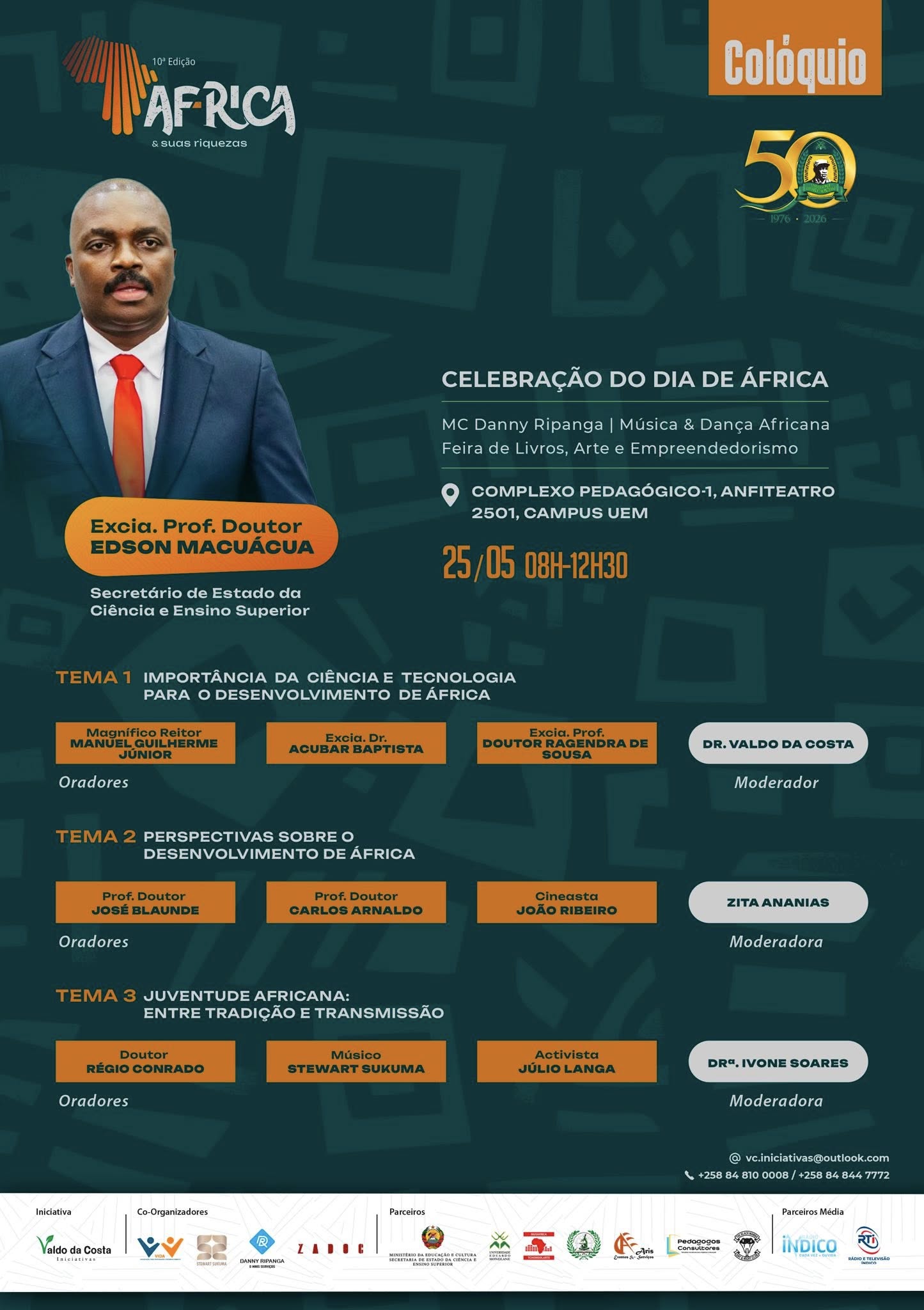 Colóquio “África & Suas Riquezas” celebra Dia de África na UEM com foco no desenvolvimento e juventude