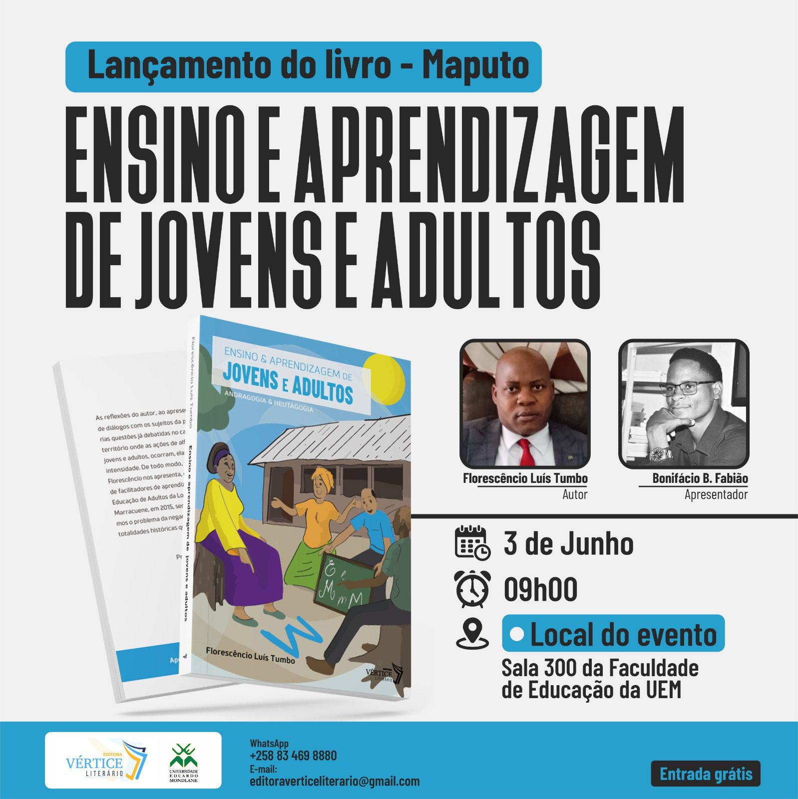 Florescêncio Tumbo lança livro sobre educação de jovens e adultos em Moçambiqu