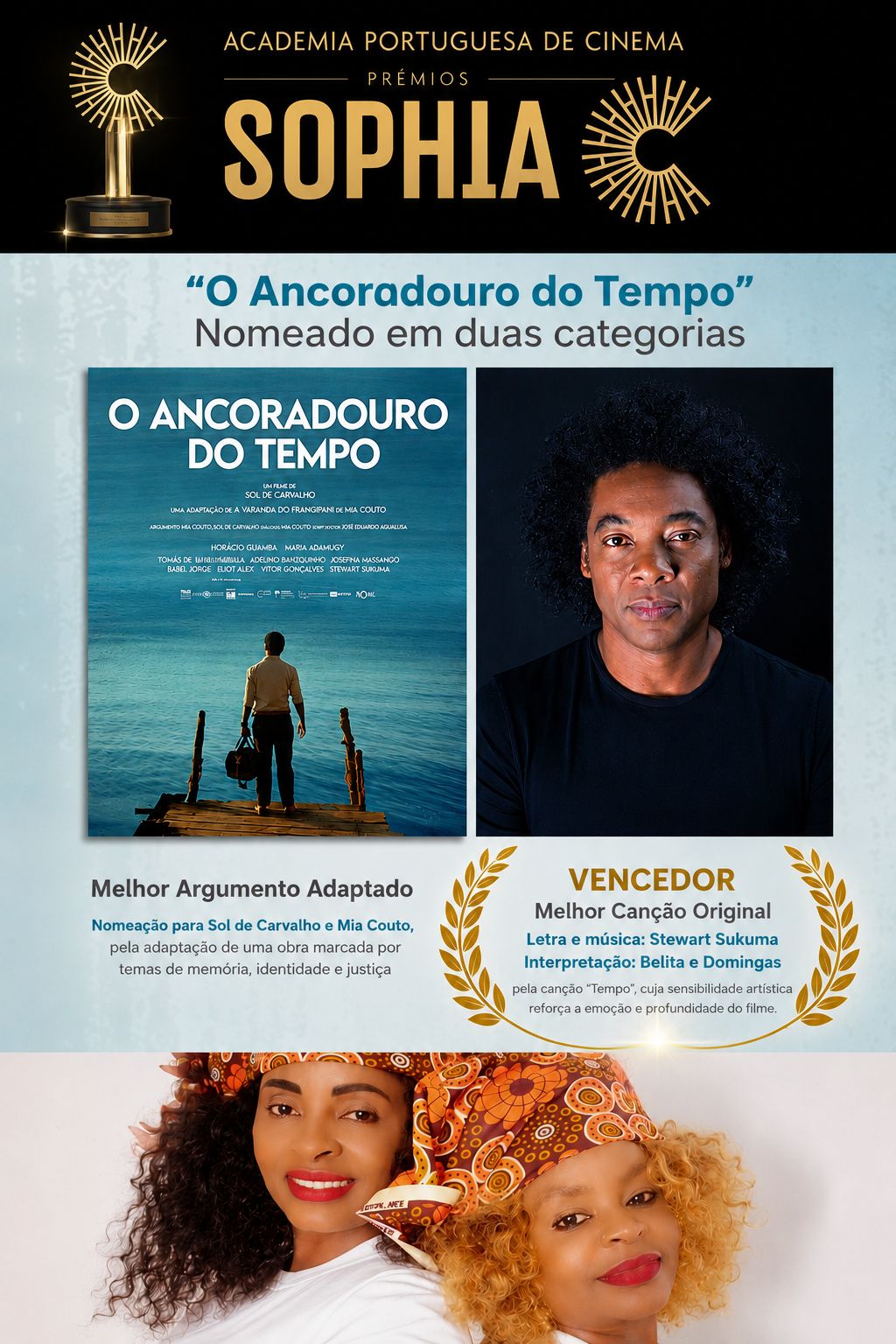 Stewart Sukuma vence Prémio Sophia 2026 com música do filme “ O Ancoradouro do Tempo”