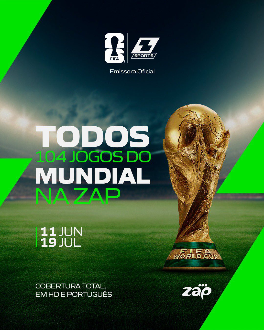ZAP vai transmitir todos os jogos do Mundial FIFA 2026
