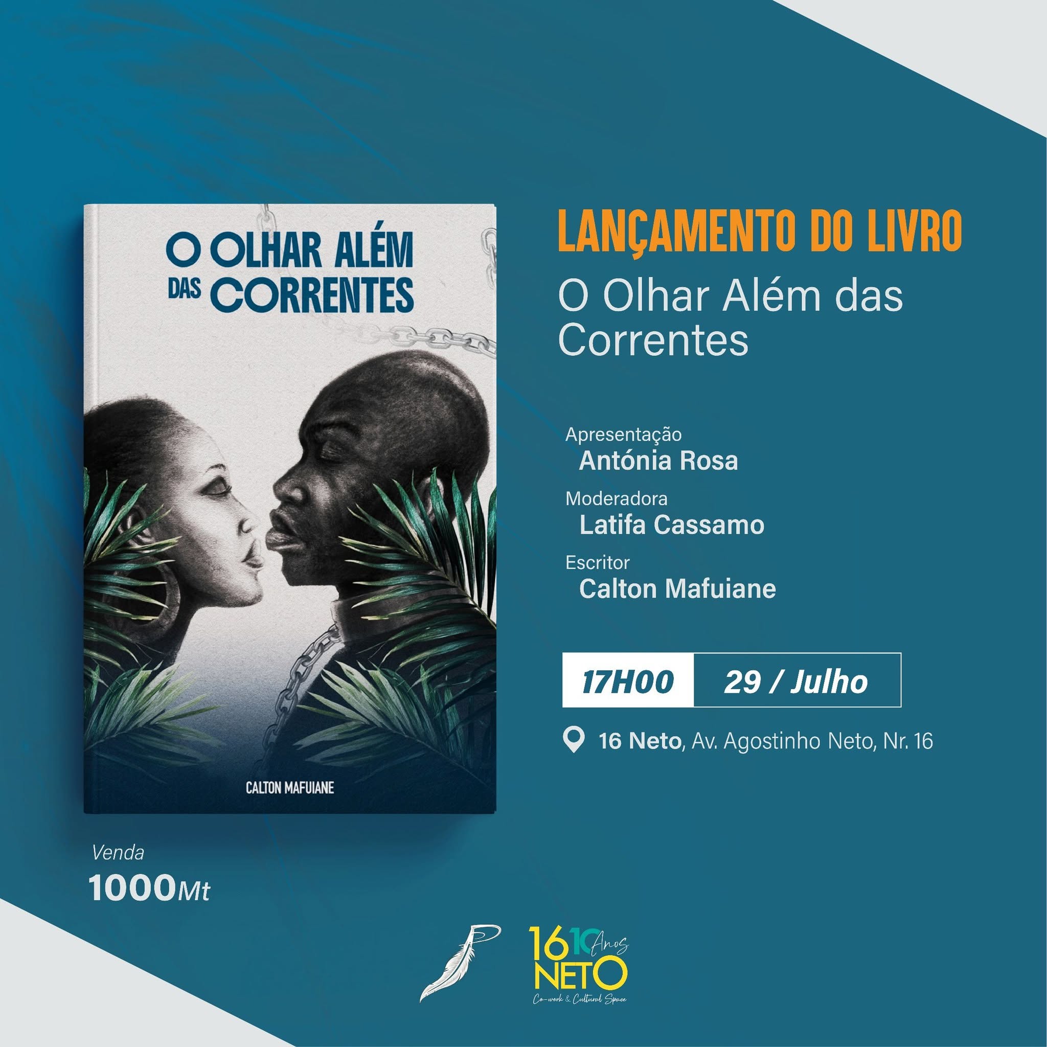 Calton Mafuiane lança romance de estreia “O Olhar Além das Correntes” em Maputo