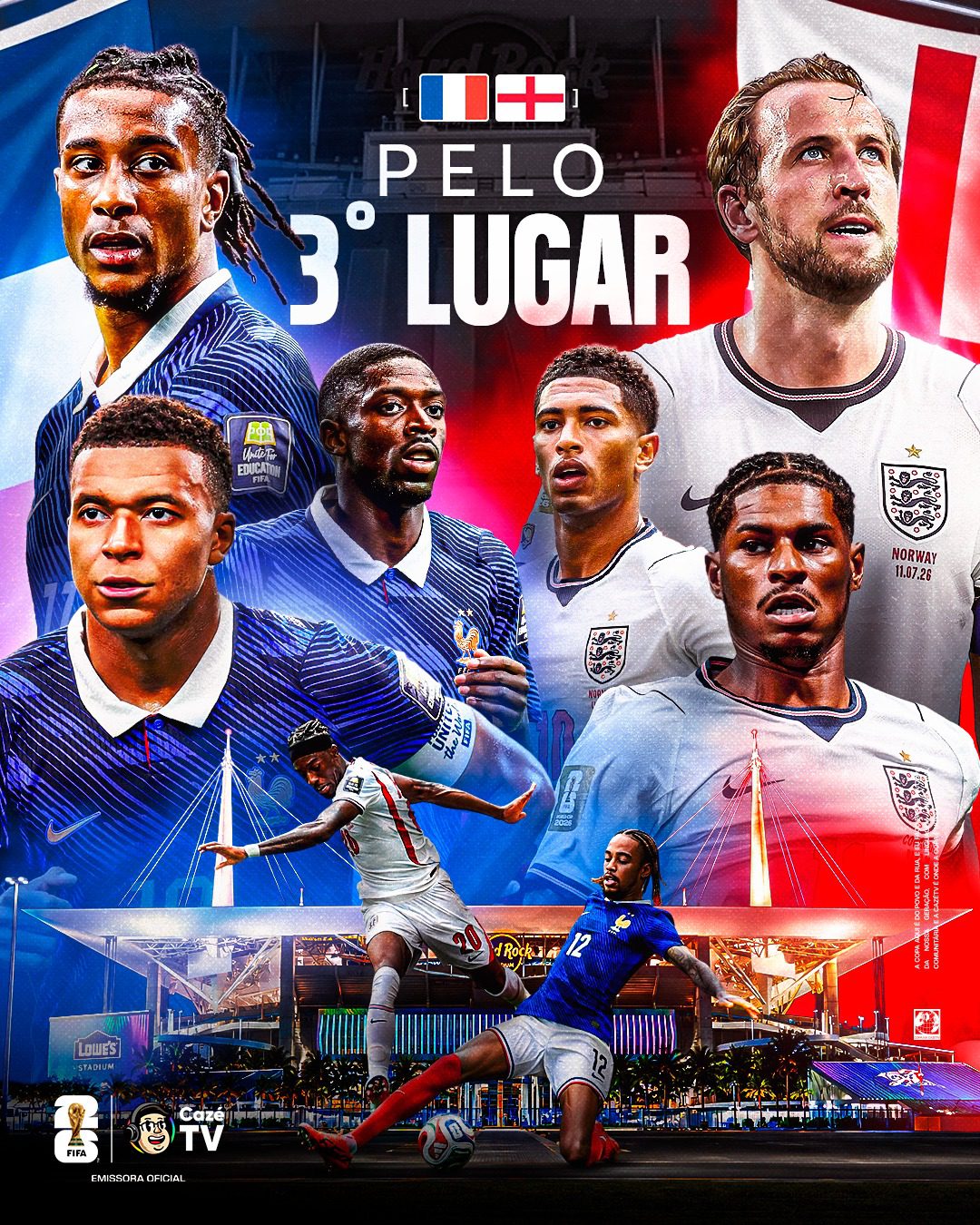 França e Inglaterra disputam terceiro lugar do Mundial 2026 em duelo de rivais históricos