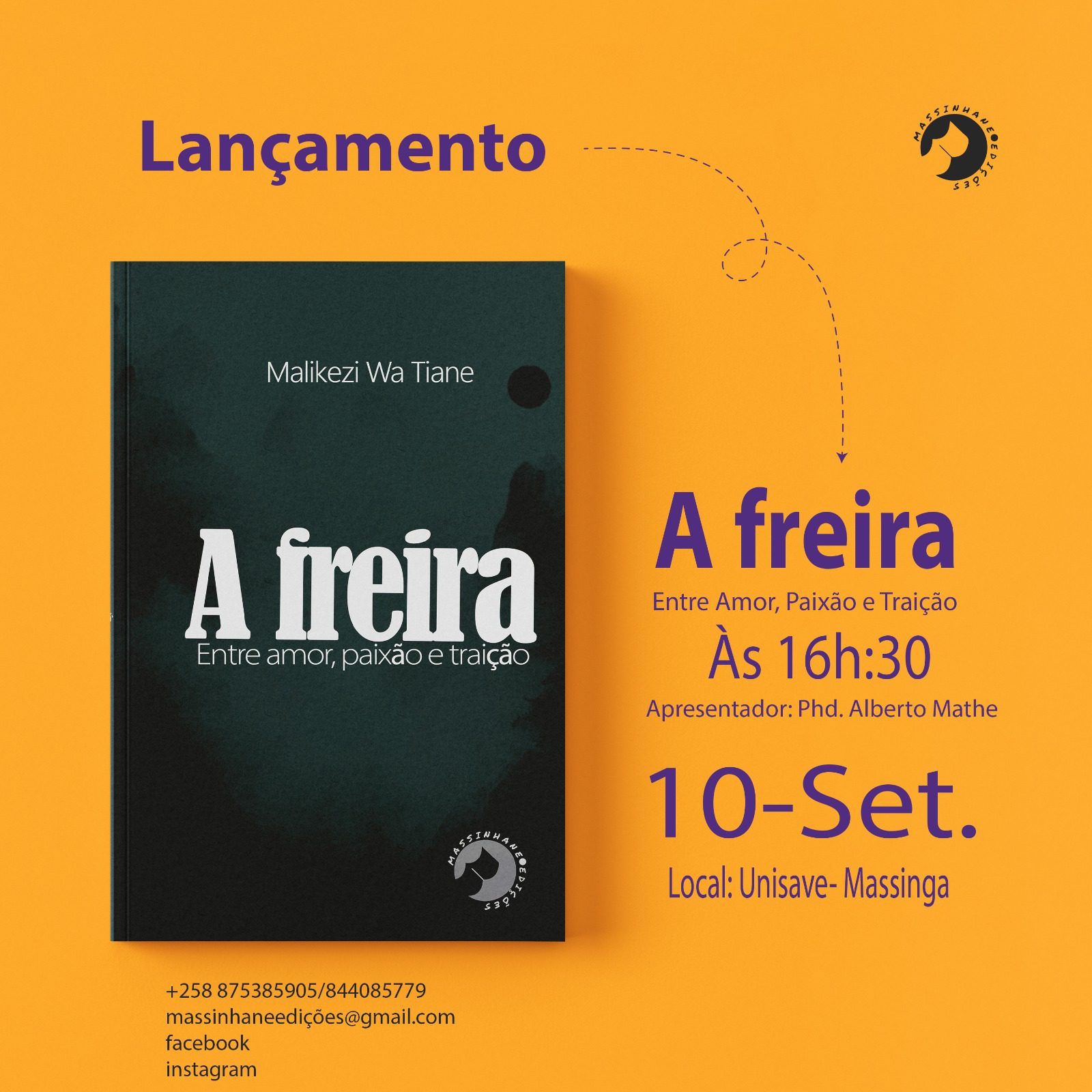 Malikezi Wa Tiane prepara lançamento da obra “A Freira”