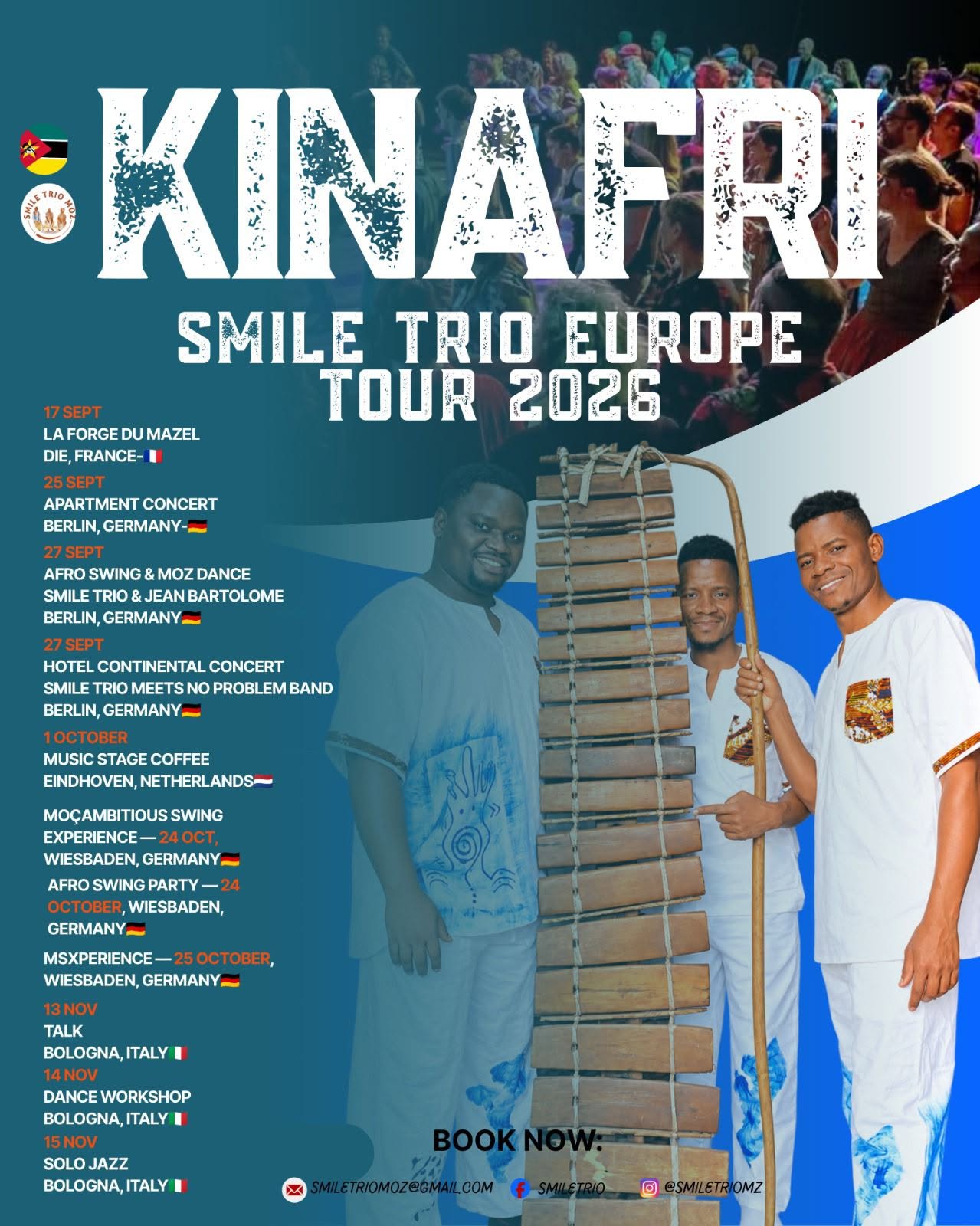 Smile Trio leva cultura moçambicana à Europa na “KINAFRI – Europe Tour 2026”